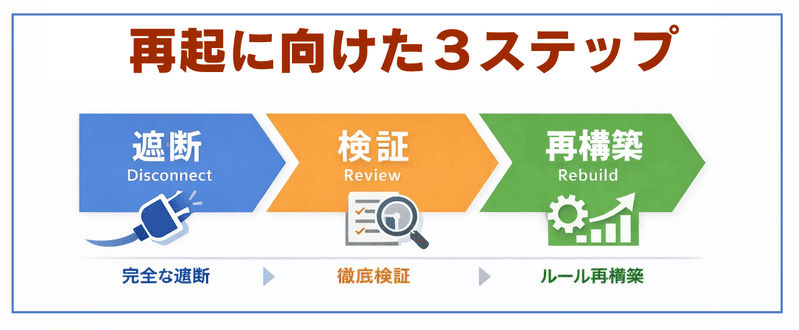 再起に向けた３ステップ