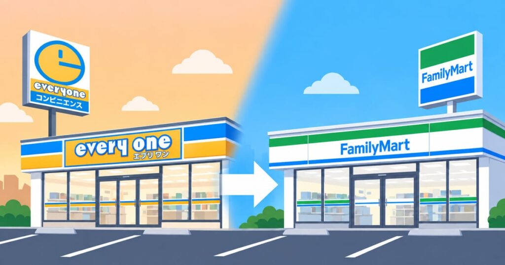 エブリワンはなぜ消えた？ファミマと統合したから。